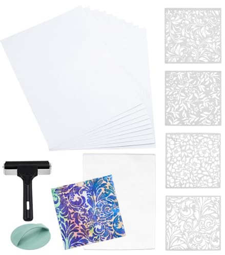 PH PandaHall 20x25cm Kit di Piastre per Stampa in Gel con Pressa Rullo in Gomma Stencil Carta da Stampa per Artisti Monotipia Artigianato Vernici