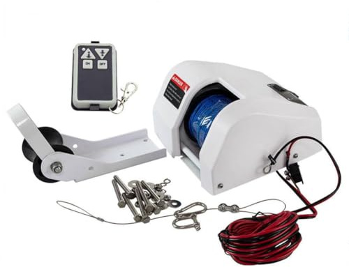 YNpgvxmaW Verricello Elettrico per Ancora per Barca, verricello per pontone per Acqua salata, per Piccole imbarcazioni, con Kit di Controllo remoto Senza Fili, 25 libbre
