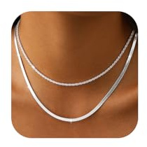 Tasiso Silver Necklace for Women Dainty Sterling Silver Plated Chain Choker for Ladies Jewellery Gift Box