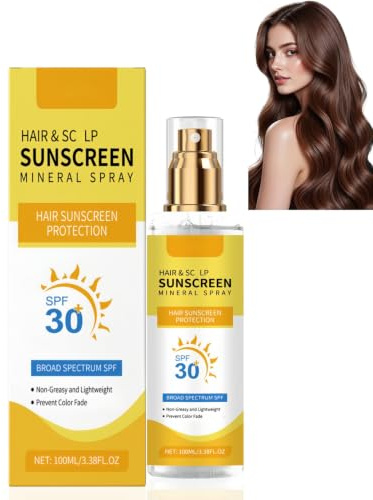 100ML Sc/alp & Hair Sunscreen Spray,SPF30 Non-Greasy Sun Protection for Hair,Lightweight Sun Cream for Outdoor Activities,Travel&Daily Hair Care,Lightweight Hair Sun Protection Spray