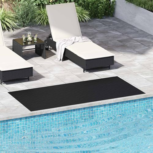 GeenYuu Rivestimento per pavimento nero, 1 x 2 m, in gomma, per giardino, balcone, terrazza, esterno, protezione dalle intemperie, antiscivolo, versatile, per piante e aiuole rialzate