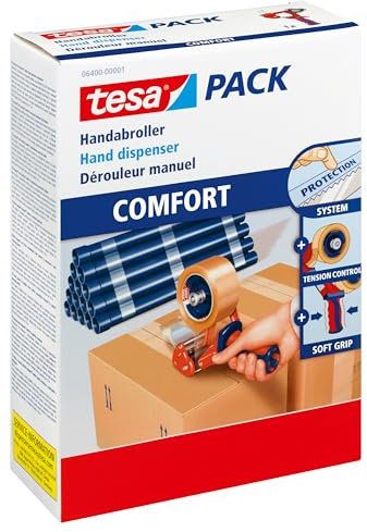 tesa Dispensador Manual Economy - Dispensador de Cinta Adhesiva Manual para Cintas de Embalaje de hasta 50 mm de Ancho
