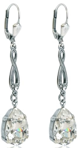 Jugendstil Ohrringe Markenkristallen Silber Tropfenanhänger Unendlichkeit NOBEL SCHMUCK
