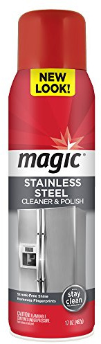 Magic Stainless Steel Cleaner Aerosol - 17 Ounce - Removes Fingerprints Residue Water Marks and Grease From Appliances - Refrigerator Dishwasher Oven Grill etc