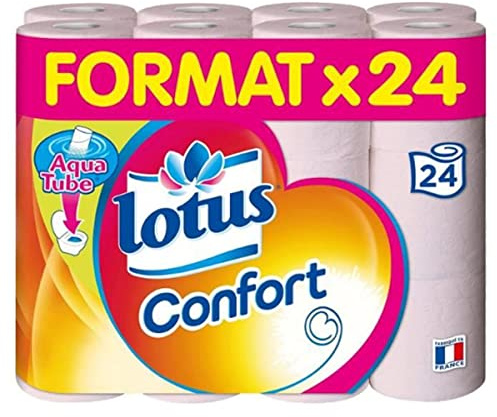 Lotus Confort Papier Toilette 2 Épaisseurs Rose, 24 rouleaux