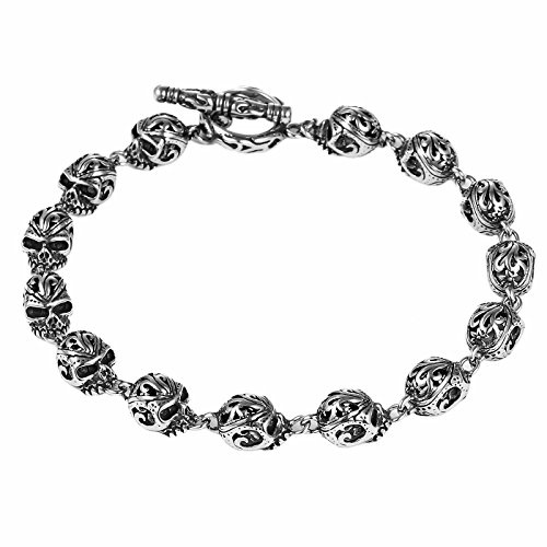 DonDon herr dödskalle-armband i rostfritt stål 22 cm, 22 centímetros, Rostfritt stål, utan sten