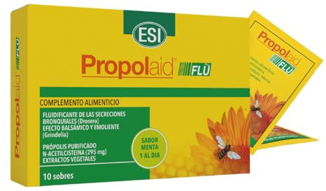 Propolaid Flu – Contribuye al Bienestar Respiratorio y la Fluidificación del Moco – Complemento Alimenticio Sobres con Propóleo, NAC y Extractos Naturales – Sin Gluten, Apto para Veganos – 10 Sobres