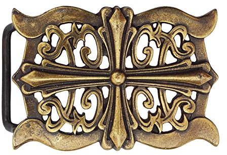 Unbekannt Nickelfreie Gürtelschnalle „Treverer“ - Farbe: altmessing - 89x76mm - für einen Wechselgürtel mit Riemen von ca. 4cm