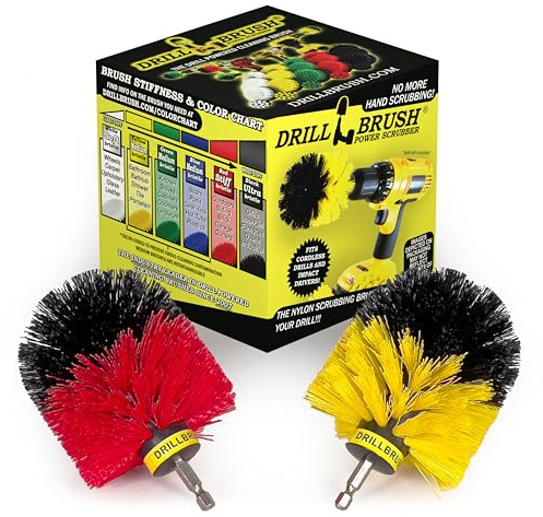 Spin Brush Cleaning Kit - Drill Brush - Concrete, Brick, Fireplace, Stone - Bird Bath - Garden Statuary - Bathroom Accessories - Soap Scum, Hard Water, Mineral, Calcium, Rust Stains and Discoloration