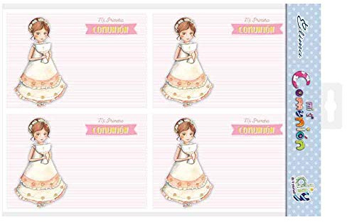 Pack 20 Invitaciones para Primera Comunión más 20 Sobres en Rosa. Niña Cáliz (DIY)