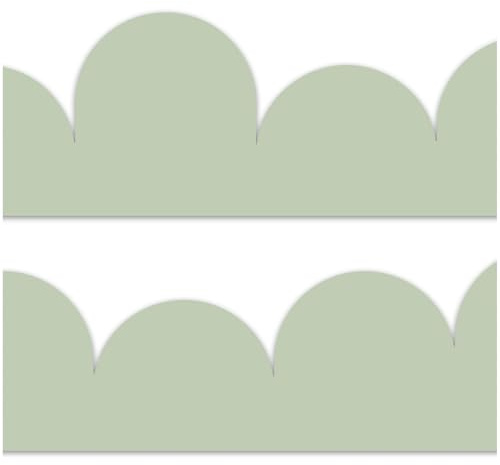 yabaduu Wandbordüre Kinderzimmer Skandi 15x200cm Salbei selbstklebend | Bordüre für Babyzimmer Wand Möbel Türen Mädchen Junge Dekoration matte PVC-Folie Wandaufkleber inklusive Rakel Y034