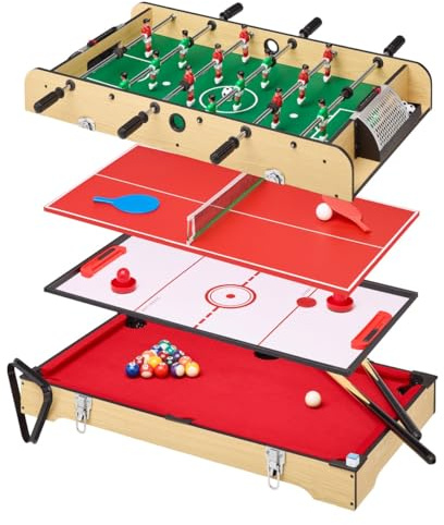 Kangui Table Multi Jeux 4 en 1 - Babyfoot Barres télescopiques - Billard - Ping Pong - Hockey