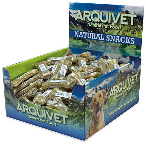 ARQUIVET - Hueso prensado de Piel de Vacuno 100% - 11 Cm - Caja expositora de 70 Unidades - Paquete de Huesos para Perros - para Fortalecer Dientes y Masticar - Snacks, chuches, premios Naturales