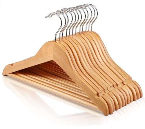 HOUSE DAY Childrens Wooden Kids Hangers, 20 Pack Baby Hanger Nursery Wood Hangers, 360° Swivel Hook Non Slip Coat Hanger for for Coats, Suits, Pants and Jackets (Natural)