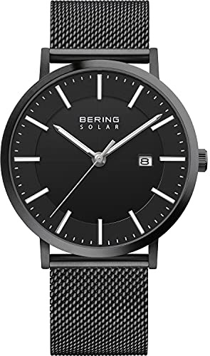 Bering Herren Solar Uhr | Armbanduhr 39 mm Edelstahlgehäuse und Zifferblatt | Milanaisearmband | Saphierglas | 10 ATM | 15439