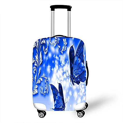 Morbuy Elastisch Kofferhülle Kofferschutzhülle Anti-Kratzer Staubdicht Kofferüberzug Luggage Protector Cover Kofferbezug Reisekofferabdeckung (Blauer Schmetterling,XL)