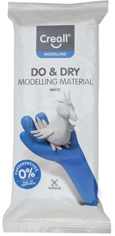 Creall Do & Dry Lufttrocknende Modelliermasse, Weiß, 1 x 1 kg | Ton ohne Brennofen | Gebrauchsfertig & weich | Kinder Basteln Schule Hobby DIY & kreative Projekte