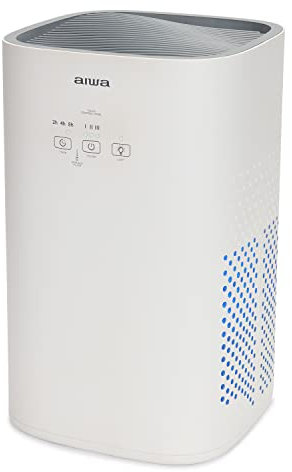 Aiwa PA-100: Purificador de Aire con Filtro H13 HEPA, Ionizador, Filtración 99,95%, Ultra Silencioso, Temporizador, 3 Velocidades de Ventilación, UV LED, 17 m², Control Táctil, Blanco