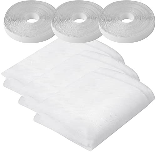 Zanzariere Finestre 3 Pezzi Zanzariere per Finestre Regolabile Zanzariera Universale Finestra Adesiva rete Finestra Zanzare,Retina Zanzariera Rete per Zanzariera Protezione Grande 150x200cm (Bianco)