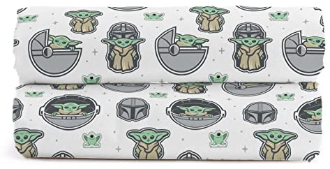 Star Wars Mandalorian The Cutest Bounty 100% Baumwolle Spannbettlaken 90x200 cm Einzelbettgröße 2er-Set