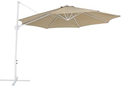Beliani Trendy Sonnenschirm ⌀ 295 cm beige/weiß Polyester Savona II