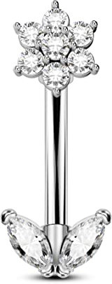 OUFER 16G Rook Piercing Schmuck Daith Helix Earring Ohr Knorpel CZ Eyebrow Vertikal Labret Lip Bars Conch Ring Silber Curved Barbell Chirurgenstahl Tragus Damen Geschenk