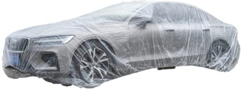 Universelle Einweg Autoabdeckung, Transparente Auto-Schutzhüllen mit Gummiband, PE Autoschutz wasserdichte Auto Abdeckplane Staub Regen Schnee Beständiger Schutz