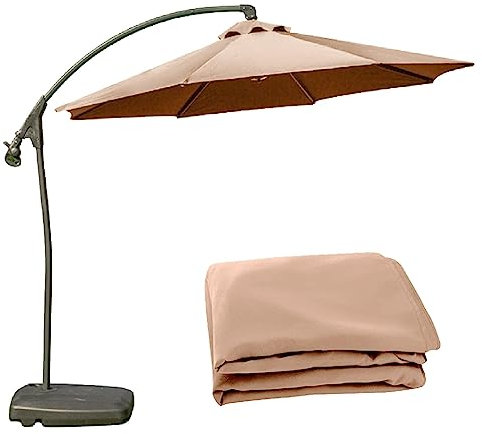 Cubierta de tela para parasol en voladizo con 6/8 varillas, Cubierta de Repuesto para Paraguas, Parasol de Repuesto para 2/2.7/3.0m Parasol Excentrico Mercado Playa Jardín(Color:Khaki,Tamaño:2.7m 6 ri