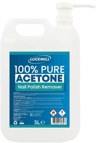 Lucemill Pure Acetone Nail Polish Remover | 5 litre | Super Strength Formula | Acetone Acrylic Remover Kit | Clear Liquid I Comes with Pump Dispenser