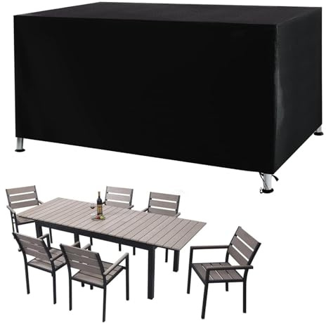 KDXAOBEI Överdrag för trädgårdsmöbler 100 x 60 x 100 cm (LxBxH) extra stora trädgårdsbordsöverdrag, UV-beständig 420D Oxford-tyg, uteplats set skydd rotting soffa rektangulär, svart