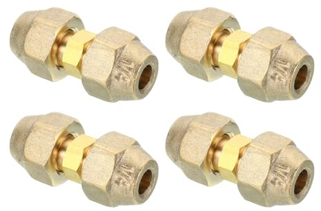 PATIKIL Raccord de Jonction D'Extension de Tuyau, 4 Pièces - Adaptateur de Couplage de Tuyau en Cuivre Sans Soudure avec Écrous à Bride pour Tuyau en Cuivre de Diamètre 1/4 (6,35 Mm)