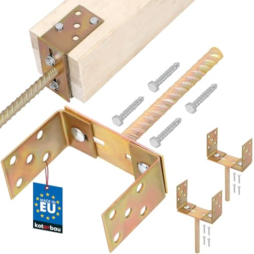 KOTARBAU® 2er Set U-Pfostenträger 0-160 mm Breitverstellbar Stange 200 mm Verzinkt Stahl Pfostenträger Verstellbar Betonanker für Holzpfosten Einbetonieren Pfostenträger zum Einbetonieren Pfostenanker
