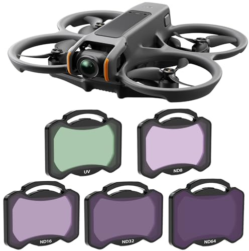 Uvafly Avata 2 ND Filter, Neutral Density Kamera Objektiv Filter Set für DJI Avata 2 Drohne Zubehör 5 Pack-(UV/ND8/ND16/ND32/ND64)