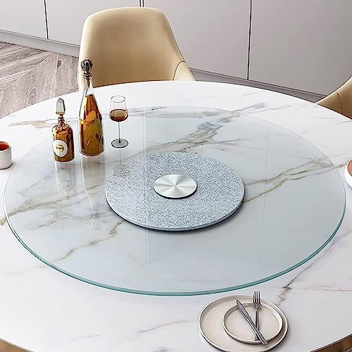 FZZIBQYR Lazy Susan für Esstisch, Küche, Glas-Drehteller, rund, transparent, drehbares Tablett, Küche, Esstisch, Tablett, Tisch-Organizer, Gewürze, Aufbewahrungshalter, 300 kg Lager, Silber, 70 cm