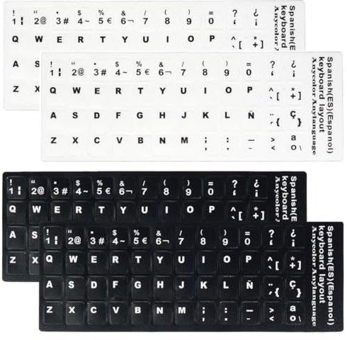 VAEIORP 4 pcs Pegatinas para Teclado Español de Repuesto Adecuadas para Cualquier Teclado Estándar de Computadora Portátil