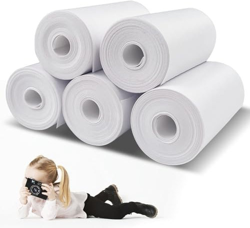 Rseuphiee 5 Rollen, 57 x 28 mm, Thermopapier, Rolle für Kinderkamera, Thermodrucker, Weiß, Thermodruckpapier, Tpe-Rolle, für Kinderkamera