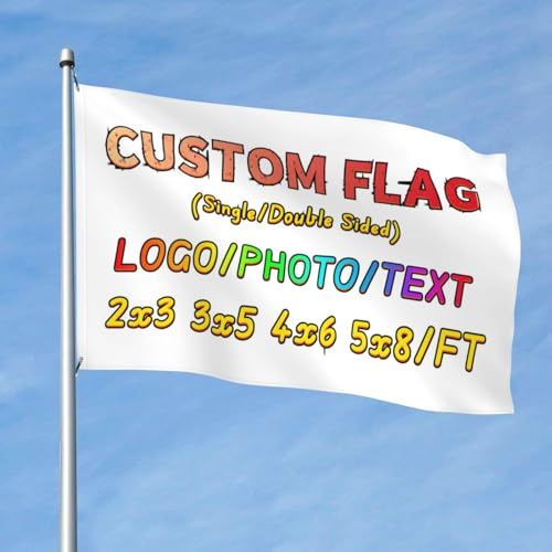 PRFELMG Custom Flag - Gestalten Sie Ihren Text, Logo oder Foto - Personalisiertes Banner für den Außeneinsatz, anpassbare Geschenkflaggen, 2x3 Ft, beidseitig bedruckt.