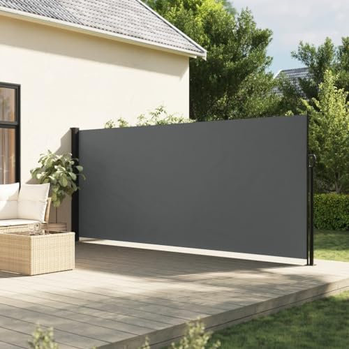 AUVYI Garten Seitenmarkise Anthrazit UV-Schutz Privacy Screen Side Awning Outdoor Sonnenschutz Ausziehbar Blickdicht Markise 160x500 cm Windschutz Stoff und Stahl und Aluminium