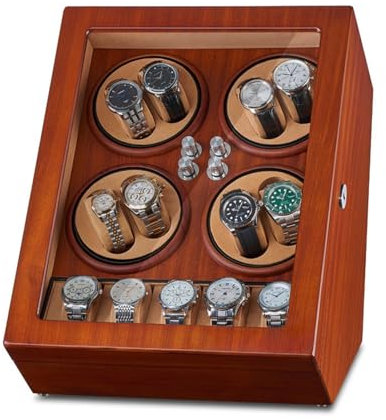PAHION Automatikuhren Uhrenbeweger 8 Uhren +5 Stauräume Watch Winder Box Uhren Aufbewahrungskoffer Mit Leisem Japanischem Mabuchi-Motor Weiche Und Flexible Uhrenkisse(A)