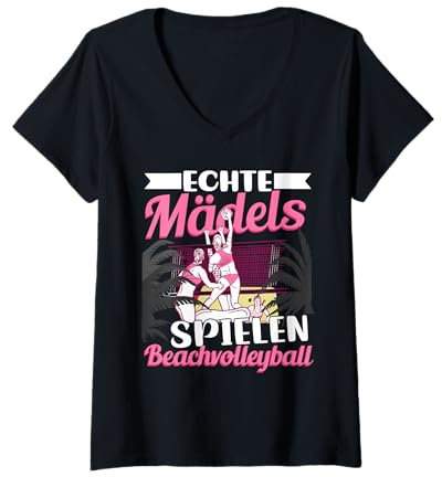 Damen Beachvolleyball Beachvolleyballerin T-Shirt mit V-Ausschnitt