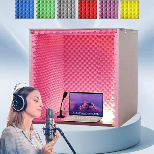 Portable Vocal Booth Sound Recording Booth Box, Sound Echo Absorbing Box Studio Soundproofing Foam Shield Isolation for Recording Studio, Home, Offices
