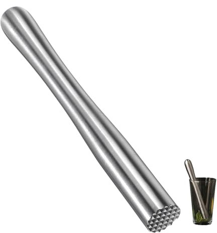 Ginddy Mortero de acero inoxidable para coctel, prensa de limas, mortero de barra, para mojitos y otras bebidas de frutas, accesorios de cóctel 22,5 C
