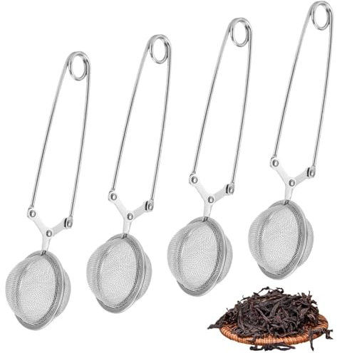 4 pinzas de té de acero inoxidable 304, diámetro de 3,5 cm, colador de té para té suelto, pinzas de malla fina, infusor en forma de bola, agujeros de filtro finos, la bola de té para un disfrute