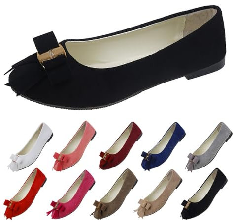 Size 5.5 Flats Shoes for Women 2025 Bowknot Pumps Work Smart Office Comfort Shoes Ladies Ballet Ballerina Pointed Toe Flats Shoes Womens Ballet Shoes Z0_Black
