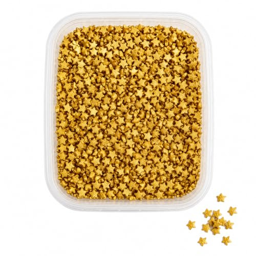 Sprinkles Stelline di Zucchero 60g – Decorazioni per Dolci, Torte, Cupcake e Biscotti – Topping per Cake Design e Pasticceria (Stelline Oro Metal)