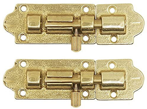 SXPXP Türschloss Riegelschloss, Torriegel, Antik-Kupfer-Riegel, Fassriegel, Schnalle, Vintage-Türriegel aus massivem Messing mit Schrauben, Möbelschrank, Schiebeschloss(Golden)