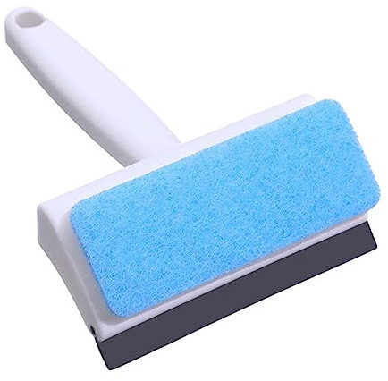 HOUDERCO 4pcs Double-sided Window Squeegee and Scrubber Cleaning Brush Set Handle, Water Scraper for Glass, Bathroom Tiles, Mirrors, Home and Car Window Washing