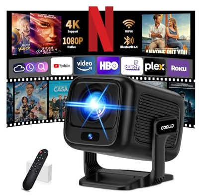 [Auto Focus & App Integrada] Mini Proyector 4K 1080P Nativo 2026 Upgraded Proyector Portátil con WiFi 6 y BT 5.4 Corrección Trapezoidal Automática Adecuado para TV Stick/USB/PC/Laptop/HDMI,Negro