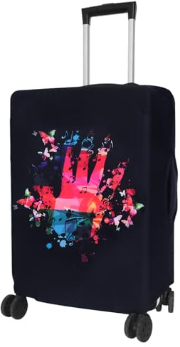 Kofferhülle Elastisch, Kofferschutzhülle für Koffer XXL, Koffer Hülle Schutz mit Klettverschluss, Waschbare & Wiederverwendbare Koffer-Abdeckungen, Strapazierfähiges Reise Cover (Farbige Handfläche)