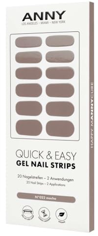 ANNY Gel Nail Strips – UV Nagelfolie zum Aufkleben mit UV Lampe, haltbar & splitterfrei, einfache Anwendung, Farbe: mocha - Sanftes Mokka-Braun – Nr. 22